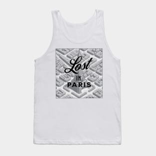 Paris Retro Street Map Art Pencil Drawing Tank Top